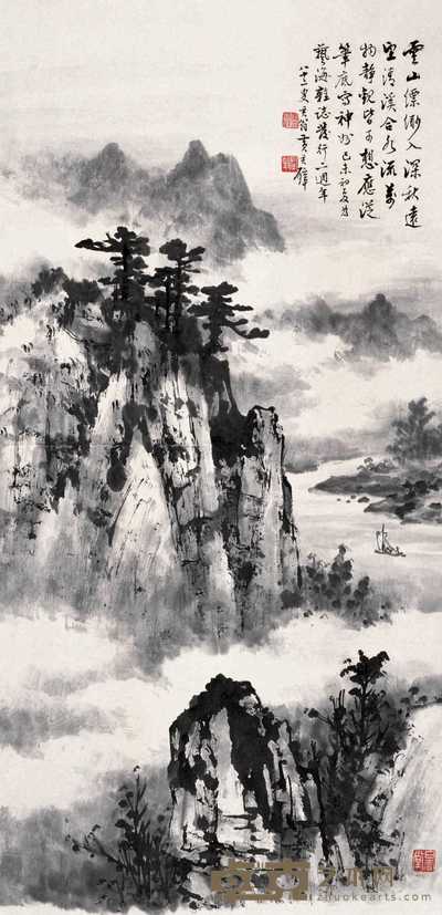 黄君璧 1979年作 秋山图 立轴 92×44cm